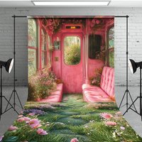 Aperturee Retro Pink Floral House Sofa Spring Sweep Backdrop, 5 x 7 ft (1.5 x 2.1 m), 42 USD, sweep backdrops, CJSD9N18-D