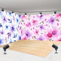 Aperturee Blue Purple Pink Floral Wood Floor Room Set Backdrop, 7 x 7 ft / 10 x 7 ft / 10 x 7 ft, 247.5 USD, room set backdrops, DCHD3K49-R