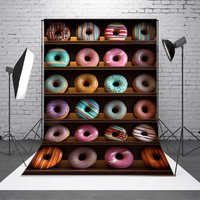Aperturee Colorful Donuts Shelf Store Cake Smash Photo Backdrop, 2X3FT(0.6MX1M), 14 USD, birthday cake smash backdrops, DCSD1K02-M