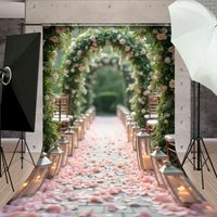 Aperturee Floral Arch Candle Pathway Wedding Sweep Backdrop, 5 x 7 ft (1.5 x 2.1 m), 42 USD, sweep backdrops, DCSD9K62-D