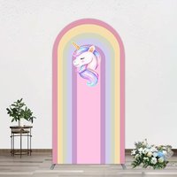 Aperturee Rainbow Color Curve Stripes Birthday Arch Backdrop, 1.6 x 4 ft (0.5 x 1.2 m), 98.18 USD, arch backdrop kit, DGDM0Y90-AJ