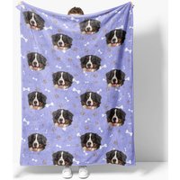 Aperturee Custom Photo Pet Blanket with Your Dog's Face, Personalized Bernese Mountain Dog Pattern, Funny Gift for Dog Lovers, 30x40in (WxH)