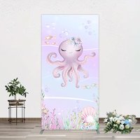 Aperturee Undersea Cute Purple Octopus Birthday Rectangle Backdrop, 1.6 x 4 ft (0.5 x 1.2 m), 98.18 USD, arch backdrop kit, DMGD0Y73CF-AJ