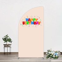 Aperturee Sweet Simple Happy Birthday Nude Color Half Moon Arch Backdrop, 1.6 x 4 ft (0.5 x 1.2 m), 98.18 USD, arch backdrop kit, DMGD0Y81YL-AJ
