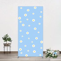 Aperturee Fresh Blue Spring Daisy Happy Birthday Rectangle Backdrop, 1.6 x 4 ft (0.5 x 1.2 m), 98.18 USD, arch backdrop kit, DMGD0Y84CF-AJ