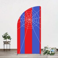 Aperturee Blue Red Stripes Spider Web Cartoon Half Moon Arch Backdrop, 1.6 x 4 ft (0.5 x 1.2 m), 98.18 USD, arch backdrop kit, DMGD0Y85YL-AJ