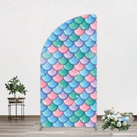Aperturee Fish Scales Purple Mermaid Birthday Half Moon Arch Backdrop, 1.6 x 4 ft (0.5 x 1.2 m), 98.18 USD, arch backdrop kit, DMGD1Y05YL-AJ