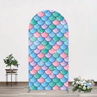 Aperturee Fish Scales Purple Mermaid Birthday Arch Backdrop, 1.6 x 4 ft (0.5 x 1.2 m), 98.18 USD, arch backdrop kit, DMGD1Y05-AJ