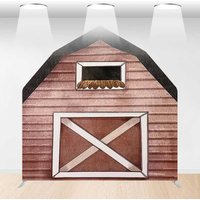 Aperturee Watercolor Brown Farm House Barn Door Arch Backdrop, 6 x 6 ft, 219 USD, barn door arch backdrops, DMGD1Y17-AJ