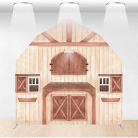 Aperturee Rustic Wooden Farm House Barn Door Arch Backdrop, 6 x 6 ft, 219 USD, barn door arch backdrops, DMGD1Y18-AJ