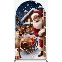 Aperturee 3-Piece Arch Backdrop Set Christmas Snowman Reindeer Studio Prop