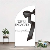 Aperturee Personalized Engagement Half Moon Arch Backdrop, Black Bow Minimalist Wedding Sign Decoration