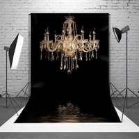 Aperturee Luxury Crystal Chandelier Backdrop Elegant Fine Art Black Background for Professional Portraits Studio