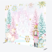 Aperturee Pink Nutcracker Tension Fabric Backdrop Winter Castle Swan Decoration Christmas Ballet Background Studio Prop