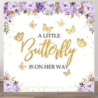 Aperturee Floral Butterfly Baby Shower Tension Fabric Backdrop, 6 x 6 ft (1.8 x 1.8 m), 111 USD, square double-sided backdrops, DSAH0B072-F