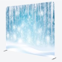 Aperturee Winter Icicle Tension Fabric Backdrop Frozen Blue Snow Background Ice Crystal Party Decoration Studio Photography Prop