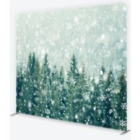 Aperturee Winter Forest Tension Fabric Backdrop Snowy Pine Trees with White Snowflakes Background, Professional Holiday Photo Prop