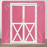 Aperturee Rural Retro Pink Barn Door Square Tension Backdrop, 6X6FT(1.8X1.8M), 111 USD, square double-sided backdrops, DSAH0B379-F