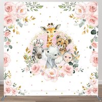 Aperturee Floral Safari Animals Baby Shower Pillow Case Backdrop, 6X6FT(1.8X1.8M), 111 USD, square double-sided backdrops, DSAH0D100-F