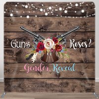 Aperturee Wooden Rose Guns Gender Reveal Tension Fabric Backdrop, 6 x 6 ft (1.8 x 1.8 m), 111 USD, square double-sided backdrops, DSAH0D261-F