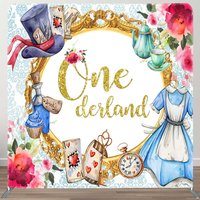 Aperturee Colorful Onederland Birthday Pillow Cover Backdrop, 6X6FT(1.8X1.8M), 111 USD, DSAH0D786-F, square double-sided backdrops