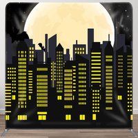 Aperturee Black Yellow City Moon Bat Pillow Cover Backdrop, 6 x 6 ft (1.8 x 1.8 m), 111 USD, square double-sided backdrops, DSAH0G803-F
