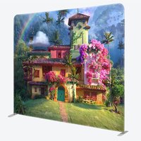 Aperturee Magical Tropical House Tension Fabric Backdrop Colorful Floral Villa Decoration Colombian Casita Background Studio Prop