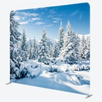 Aperturee Winter Snowy Forest Tension Fabric Backdrop Blue Sky Pine Tree Nature Background Wonderland Scenic Decoration Studio Prop