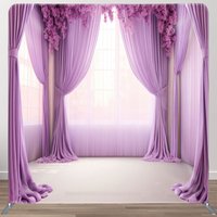 Aperturee Lavender Floral Curtains Square Tension Backdrop, 6 x 6 ft (1.8 x 1.8 m), 111 USD, square double-sided backdrops, DSDCHD3J94-F