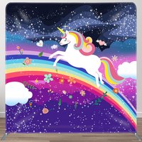 Aperturee Starry Night Rainbow Unicorn Square Tension Backdrop, 6X6FT(1.8X1.8M), 111 USD, square double-sided backdrops, DSDMHD0Y56-F