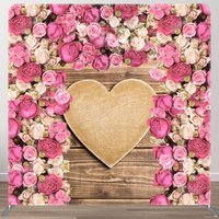Aperturee Pink Rose Wooden Heart Wedding Pillow Cover Backdrop, 6 x 6 ft (1.8 x 1.8 m), 111 USD, square double-sided backdrops, DSDMHD2Y99-F