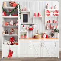 Aperturee Christmas Warm White Kitchen Square Tension Backdrop | Christmas Backdrops For Photography | Xmas Backdrop | Diy Christmas Backdrop