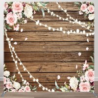 Aperturee Lighted Pink Rose Wooden Wedding Pillow Case Backdrop, 6 x 6 ft (1.8 x 1.8 m), 111 USD, square double-sided backdrops, DSHJ07052-F