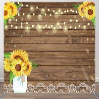 Aperturee Sunflower Lace Wooden Wedding Pillow Case Backdrop, 6 x 6 ft (1.8 x 1.8 m), 111 USD, square double-sided backdrops, DSHJ07229-F