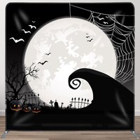 Aperturee Moon Night Spider Wab Halloween Pillow Case Backdrop, 6 x 6 ft (1.8 x 1.8 m), 111 USD, square double-sided backdrops, DSHJ07369-F