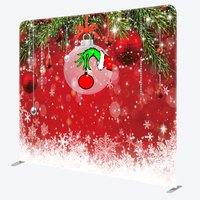 Aperturee Green Monster Hand Tension Fabric Backdrop, Red Ornament Snowflake Decor, High Definition Holiday Background for Studio