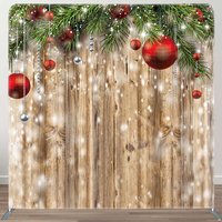 Aperturee Snowy Wood Grain Christmas Vibe Pillow Case Backdrop | Pillow Case Backdrop | Pillow Cover Backdrop | Double-Sided Square Backdrop