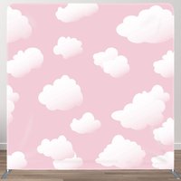 Aperturee Pink Sky Clouds Baby Shower Square Tension Backdrop, 6 x 6 ft (1.8 x 1.8 m), 111 USD, square double-sided backdrops, DSLH0D123-F