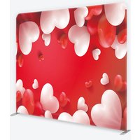 Aperturee Valentine Day Tension Fabric Backdrop, 3D Red and White Hearts Studio Prop