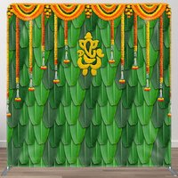 Aperturee Green Indian Ganesha Photography Pillow Case Backdrop, 6 x 6 ft (1.8 x 1.8 m), 111 USD, square double-sided backdrops, DSLH0E650-F
