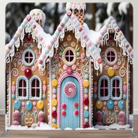 Aperturee Candy House Christmas Party Square Tension Backdrop | Xmas Backdrop | Christmas Backdrops For Photography | Diy Christmas Backdrop