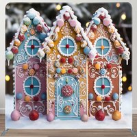 Aperturee Christmas Candy House Square Tension Fabric Backdrop | Christmas Photo Booth Backdrop | Xmas Backdrop | Christmas Photoshoot Backgrounds