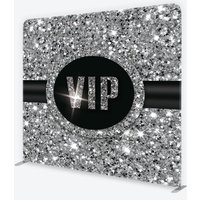 Aperturee VIP Silver Glitter Tension Fabric Backdrop, Sparkling Step and Repeat Studio