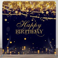 Aperturee Gold Diamonds Bokeh Black Birthday Square Backdrop | Backdrop For Birthday Party | Custom Birthday Backdrops | Simple Backdrop For Birthday