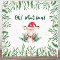 Aperturee Oh What Fun Deer Cherry Xmas Pillow Case Backdrop | Diy Christmas Backdrop | Christmas Scenic Backgrounds | Christmas Background Photography