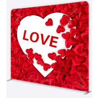 Aperturee Valentines Day LOVE Heart Tension Fabric Backdrop, Professional Romance Photography Background
