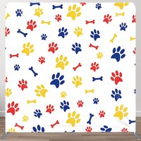 Aperturee Red Blue Yellow Paw Print Square Tension Backdrop, 6 x 6 ft (1.8 x 1.8 m), 111 USD, square double-sided backdrops, DSYMHD0X06-F