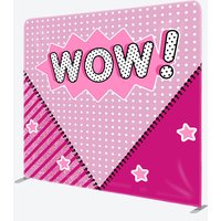 Aperturee Pink Doll Surprise Tension Fabric Backdrop for Girls, Wow Pop Art Comic Style, Glam Glitter Birthday Party Decor, 6x6ft (WxH), 11