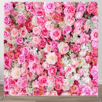 Aperturee Pink White Floral Romantic Square Tension Backdrop, 6X6FT(1.8X1.8M), 111 USD, square double-sided backdrops, DSYZHD0O52-F