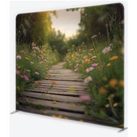 Aperturee Wildflower Meadow and Wooden Path Backdrop, Spring Nature Photography Background for Professional Studio